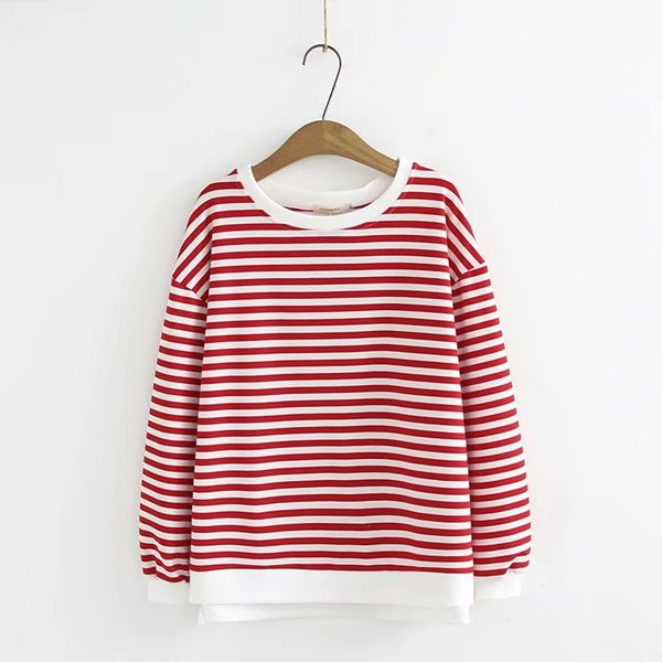 Modern női csíkos pulóver O-nyakkal, többféle színben