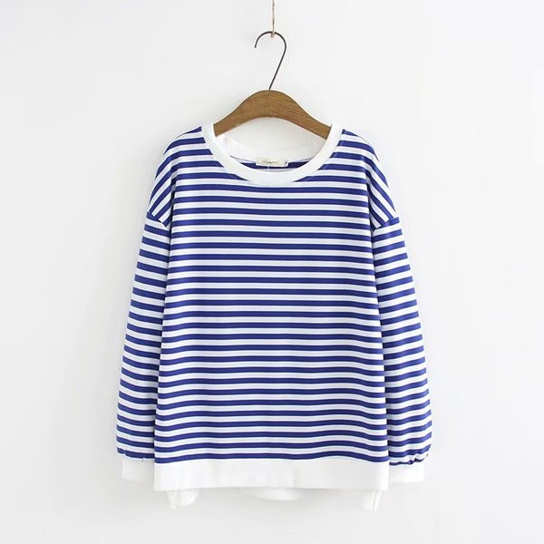 Modern női csíkos pulóver O-nyakkal, többféle színben