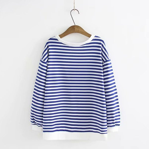 Modern női csíkos pulóver O-nyakkal, többféle színben