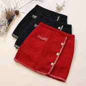 Aktuális női szoknya három színben, gombokkal, magas derékkal