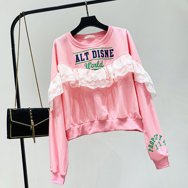 Új modell női blúz O-nyakkal és csipkével, három színben