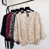 Bluza dama model nou din dantela cu decolteu O in mai multe culori