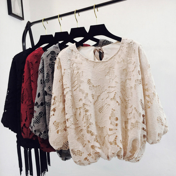 Bluza dama model nou din dantela cu decolteu O in mai multe culori