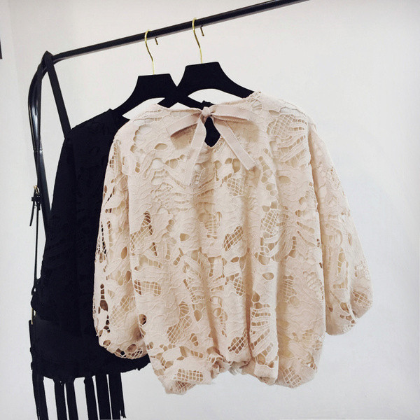 Bluza dama model nou din dantela cu decolteu O in mai multe culori