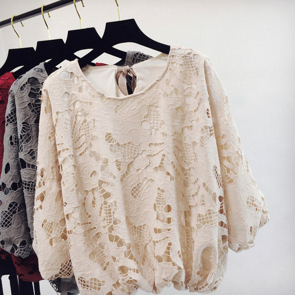 Bluza dama model nou din dantela cu decolteu O in mai multe culori