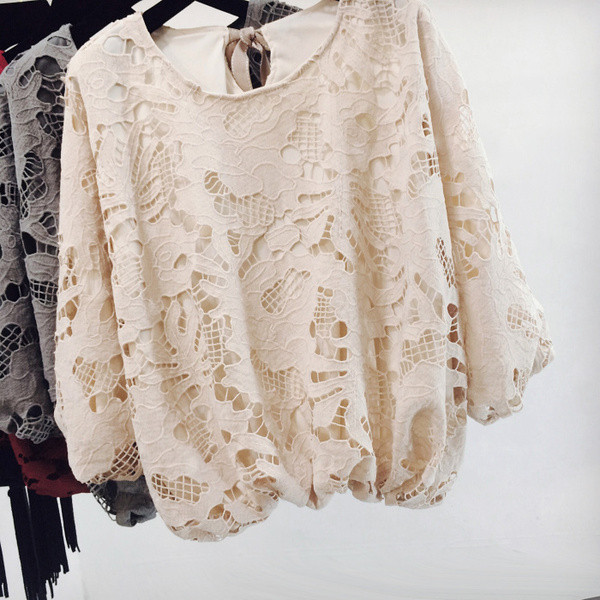 Bluza dama model nou din dantela cu decolteu O in mai multe culori