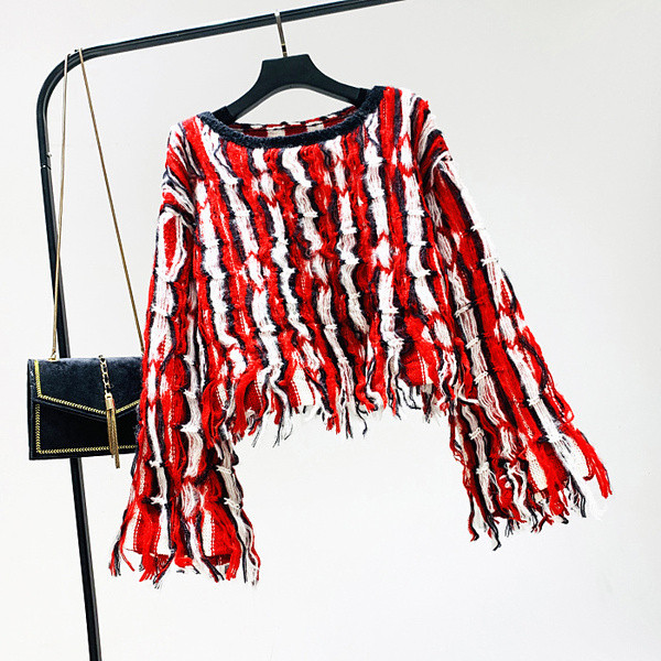 Bluză de damă modernă cu decolteu O și mâneci largi