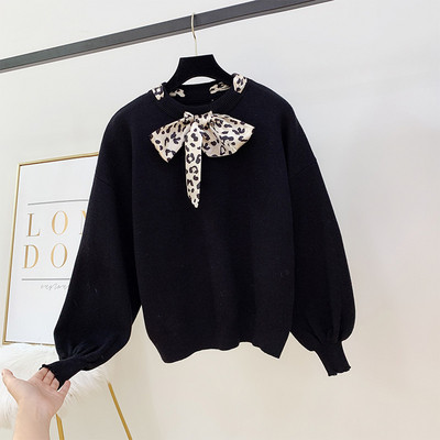 Női pulóver több színben leopárd szalaggal