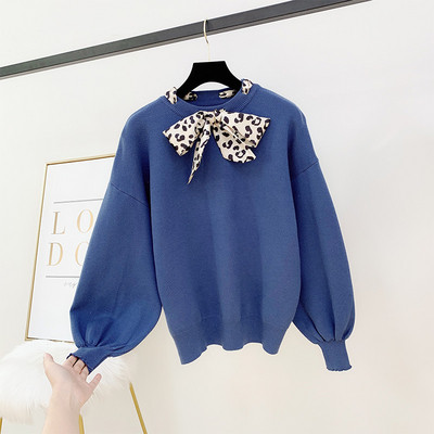 Női pulóver több színben leopárd szalaggal