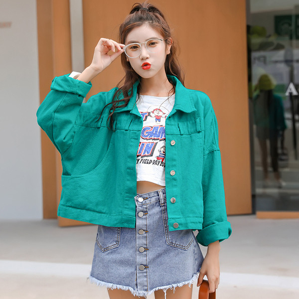 Női széles farmerdzseki három színben, gombokkal