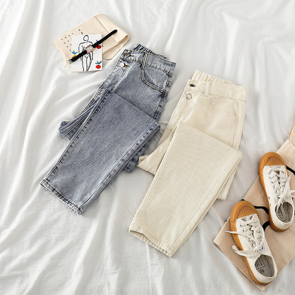 Modern női farmer széles modell, magas derékkal, két színben