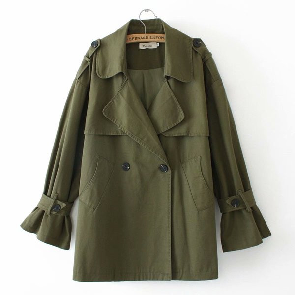 Modern női hosszú kabát gombokkal és zsebekkel, két színben