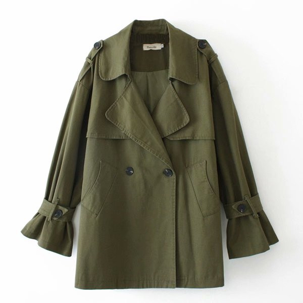 Modern női hosszú kabát gombokkal és zsebekkel, két színben