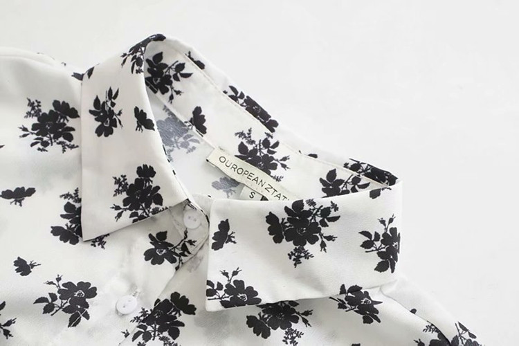 Virágmintás fehér női ing - klasszikus modell