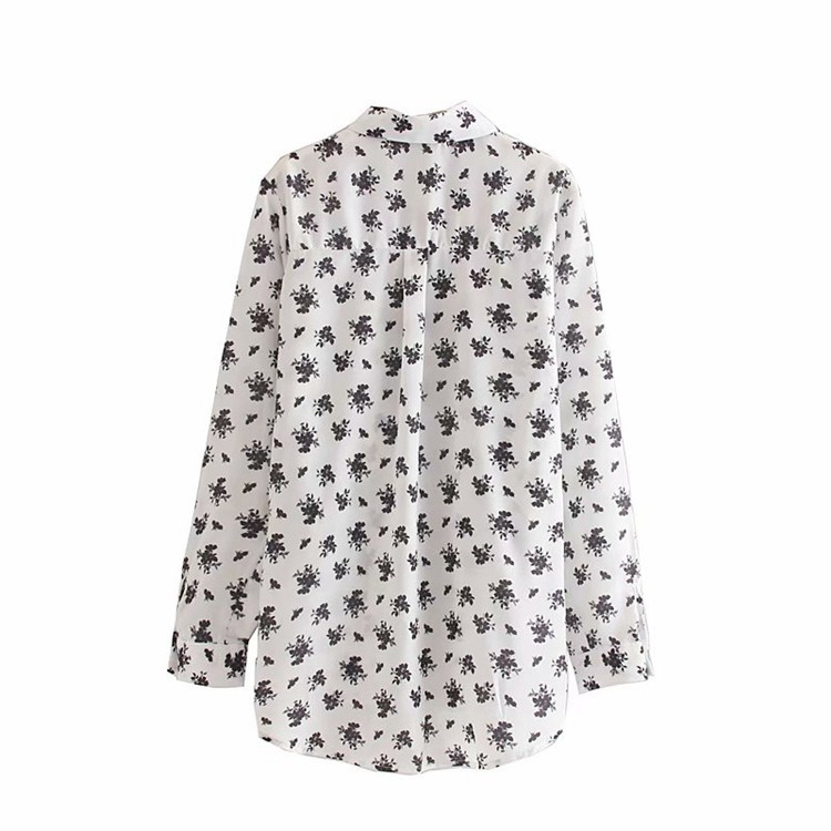 Virágmintás fehér női ing - klasszikus modell