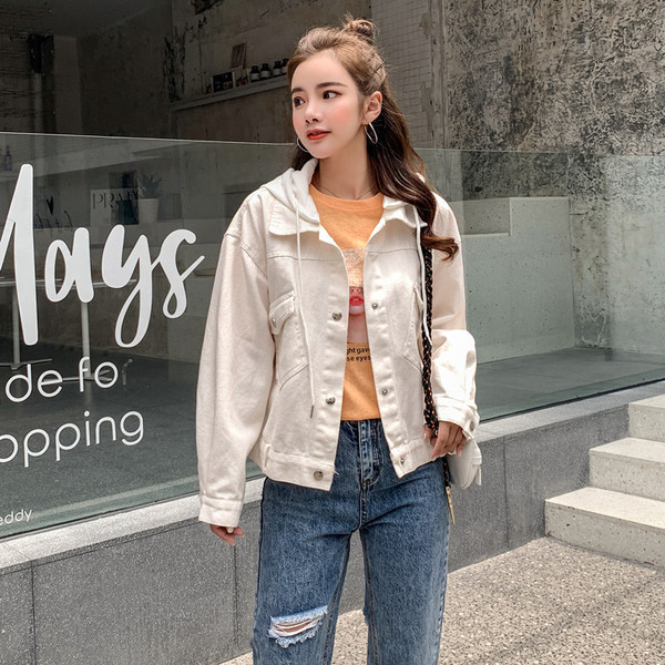 Γυναικείο μοντέρνο μπουφάν τζην με κορδόνια σε δύο χρώματα