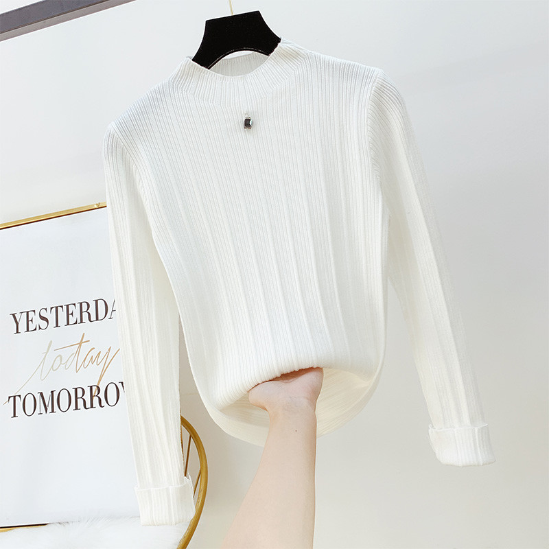 Μοντέρνο γυναικείο πουλόβερ με στρογγυλό ντεκολτέ σε διάφορα χρώματα