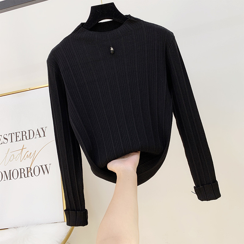 Μοντέρνο γυναικείο πουλόβερ με στρογγυλό ντεκολτέ σε διάφορα χρώματα