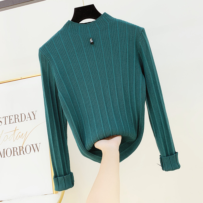 Μοντέρνο γυναικείο πουλόβερ με στρογγυλό ντεκολτέ σε διάφορα χρώματα