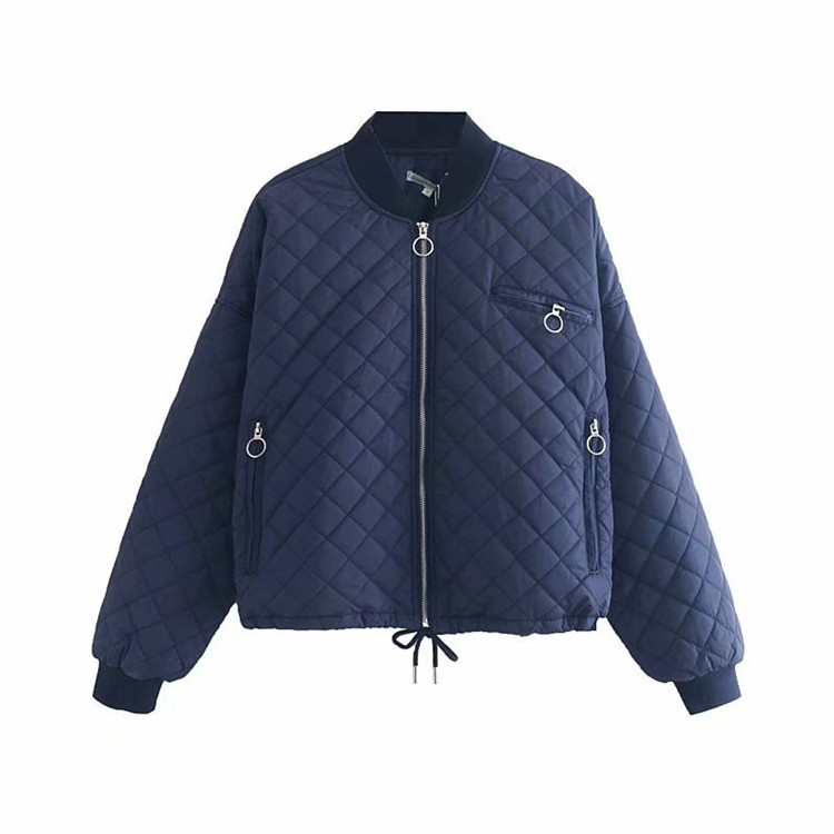 Geaca scurta sport-casual de dama cu fermoar de culoare albastra