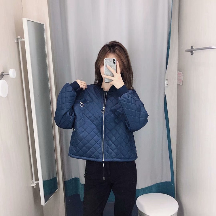 Geaca scurta sport-casual de dama cu fermoar de culoare albastra