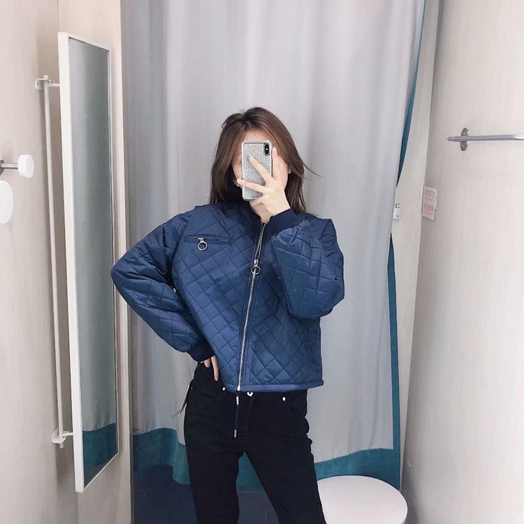 Geaca scurta sport-casual de dama cu fermoar de culoare albastra