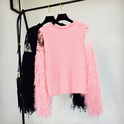 Pulover de dama model nou cu tul si decolteu O in mai multe culori