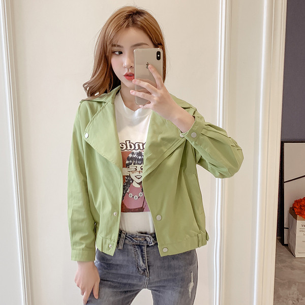 Geaca scurta casual de dama in doua culori cu cravate - verde si bej