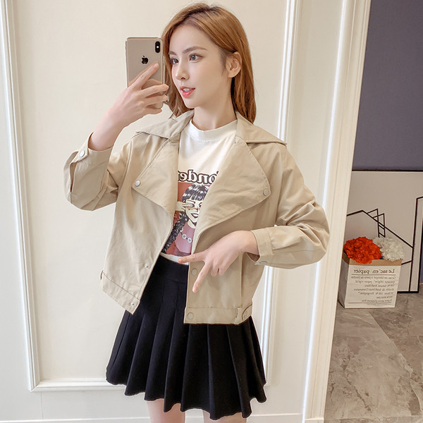 Geaca scurta casual de dama in doua culori cu cravate - verde si bej