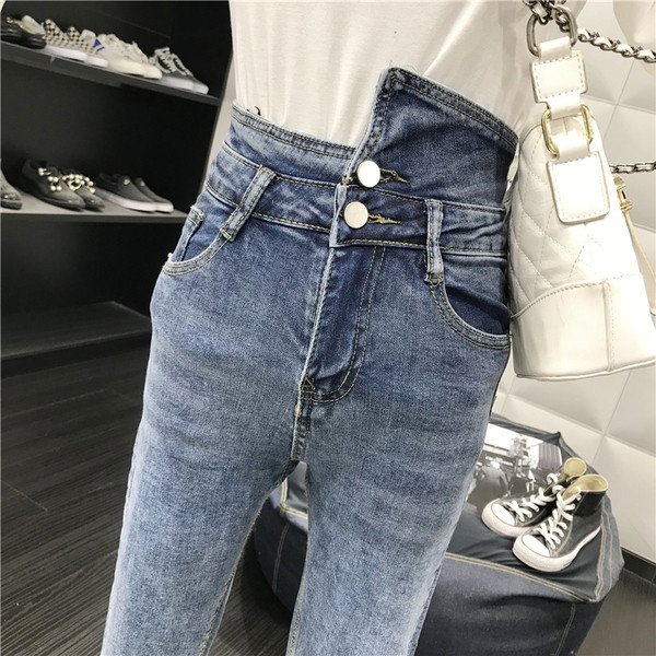 Modern női farmer egyenes modell kék és fekete színben