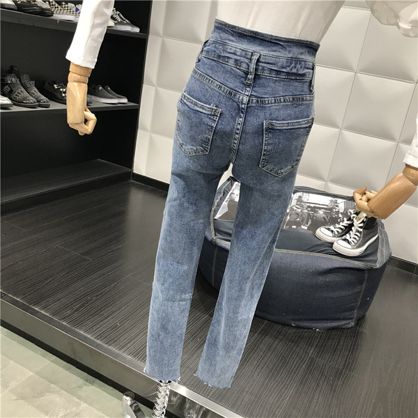 Modern női farmer egyenes modell kék és fekete színben