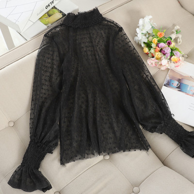 Modern női pöttyös ing pólógallérral, több színben