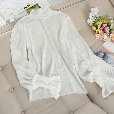 Modern női pöttyös ing pólógallérral, több színben