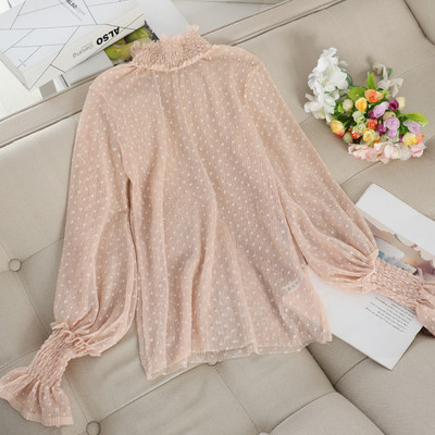 Modern női pöttyös ing pólógallérral, több színben