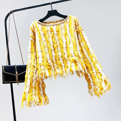 Μοντέρνο γυναικείο πουλόβερ με φαρδιά μανίκια σε τρία χρώματα