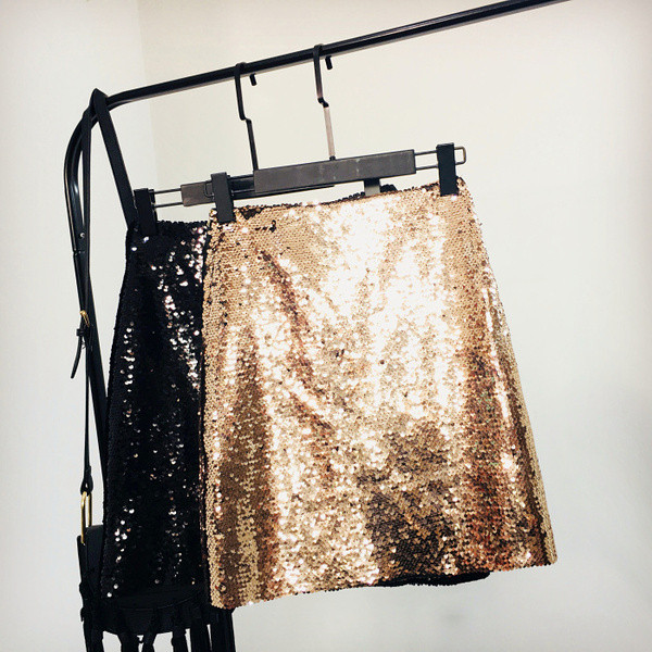 Stílusos női szoknya flitterekkel, magas derékkal több színben