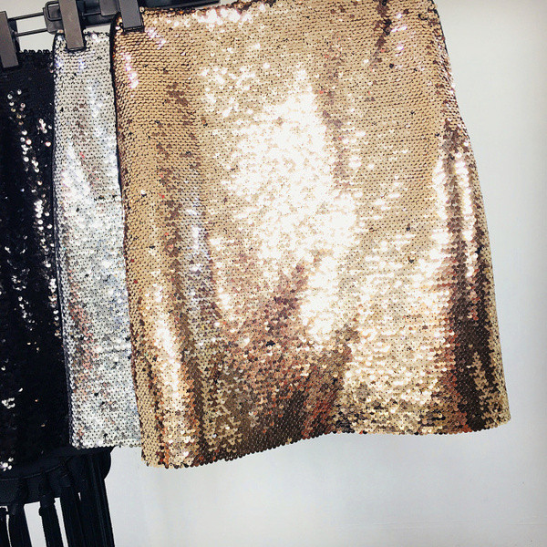 Stílusos női szoknya flitterekkel, magas derékkal több színben