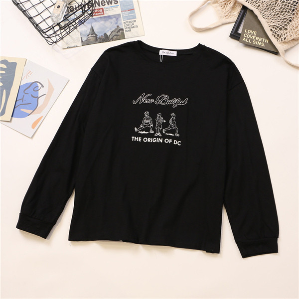 Bluză casual de damă cu decolteu O și aplicație