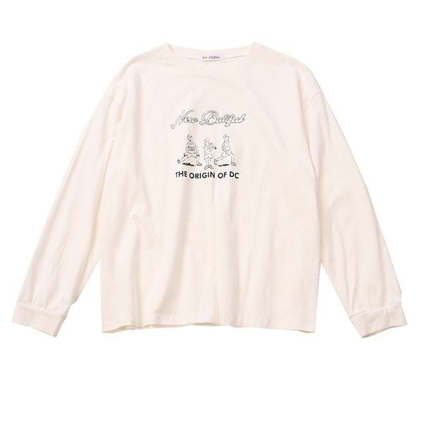 Bluză casual de damă cu decolteu O și aplicație