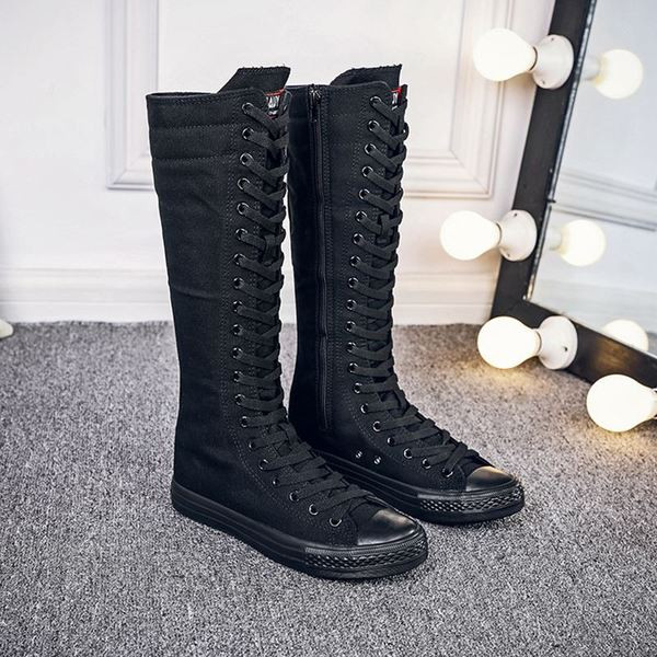 Cizme casual dama cu sireturi in alb si negru