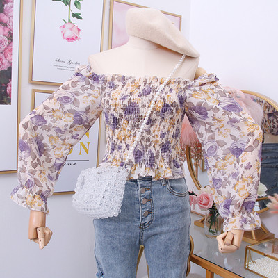 Új modell női blúz csupasz váll és virágmintás több színben