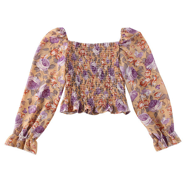 Új modell női blúz csupasz váll és virágmintás több színben