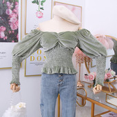 Bluza de dama model nou cu umerii goi din catifea