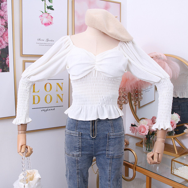 Bluza de dama model nou cu umerii goi din catifea