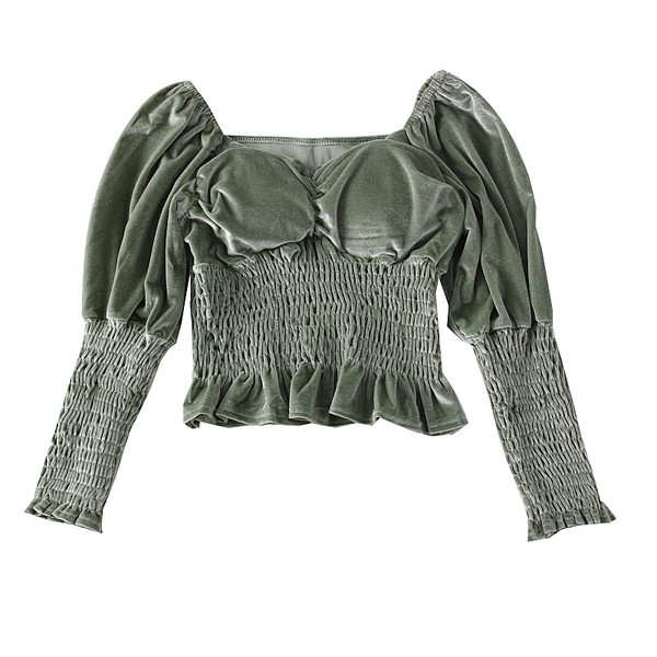 Bluza de dama model nou cu umerii goi din catifea