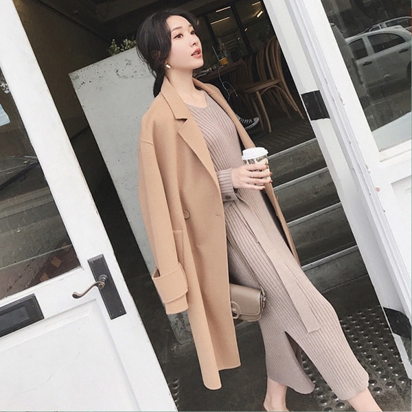 Vékony kötésből készült női téli ruha övvel több színben