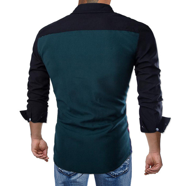 Modern férfi csíkos ing klasszikus gallérral és hosszú ujjú több színben