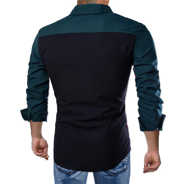 Modern férfi csíkos ing klasszikus gallérral és hosszú ujjú több színben