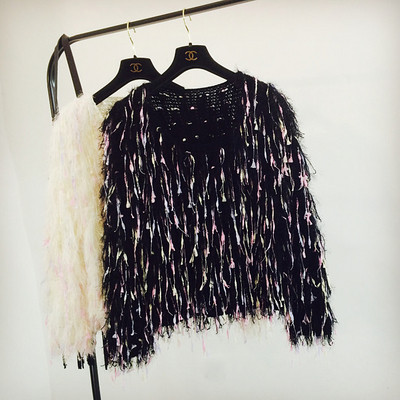 Női téli pulóver O-nyakkal, fehér és fekete színben