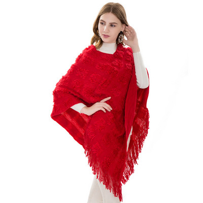 Modern női poncsó rojtokkal, öt színben